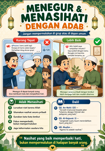 Menegur dan Menasihati Orang Lain di Grup atau di Depan Umum dalam Pandangan Islam